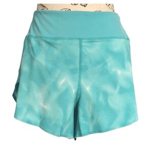 ATHLETA | Women's Turquoise Run With It 3.5 Acid Wash Mid-Rise Shorts